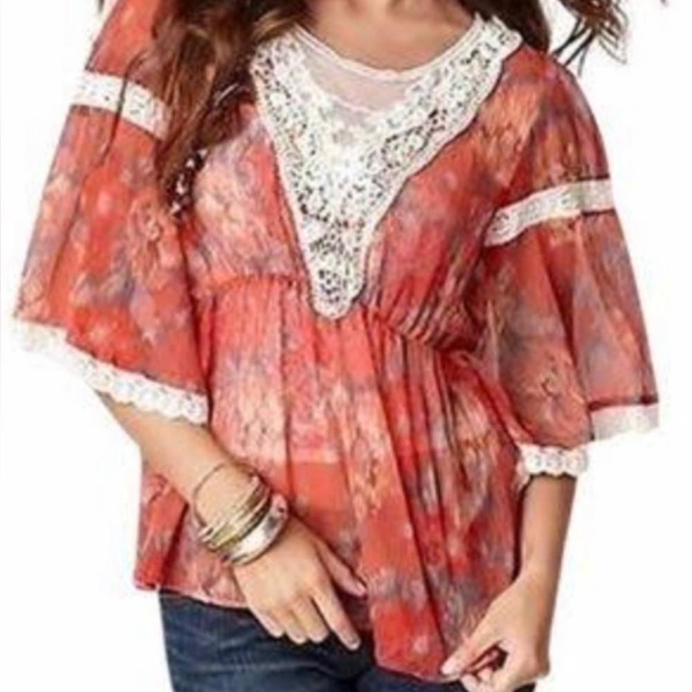 Free People Daydreamer Sheer Dolman sleeve top-$4.99 Shipping Applied~ NWOT
